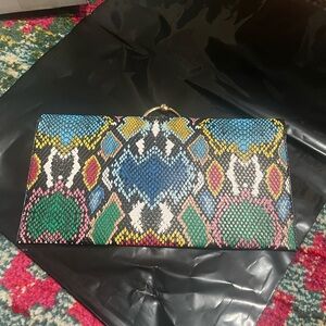 Multicolor Snakeskin Clutch